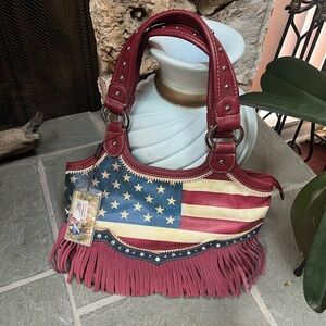 Montana West American Flag Fringe Handbag